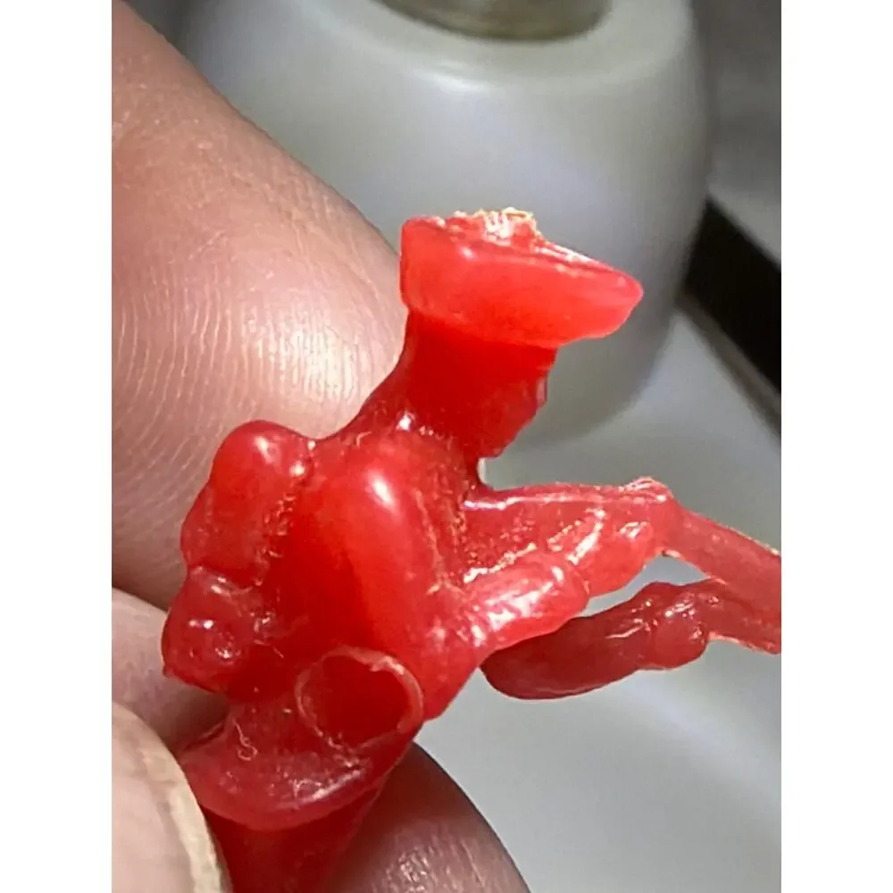 Vintage Red Plastic Colonial Toy Soldier Musket Figure Hong Kong 2.5